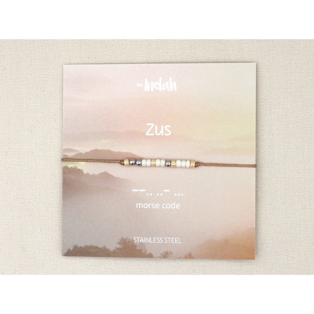 Morse code armband zus, roestvrij staal zilver of goud