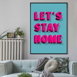 Let's Stay Home Bright Pink Print