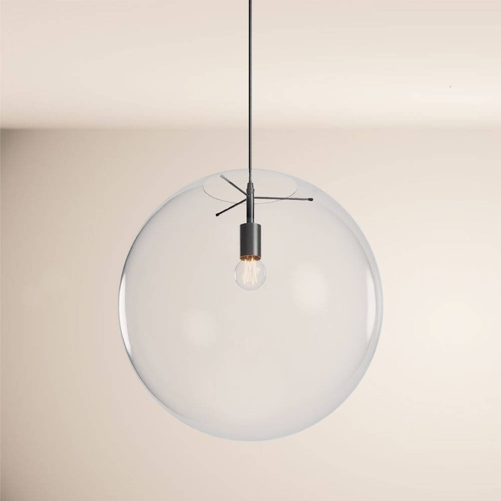 s.luce Orb glass ball hanging lamp 150cm suspension black