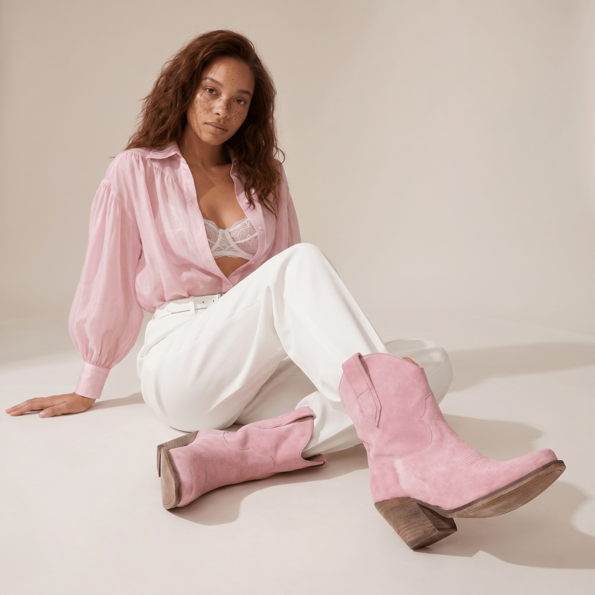 Leila Pink Texan ankelstøvler