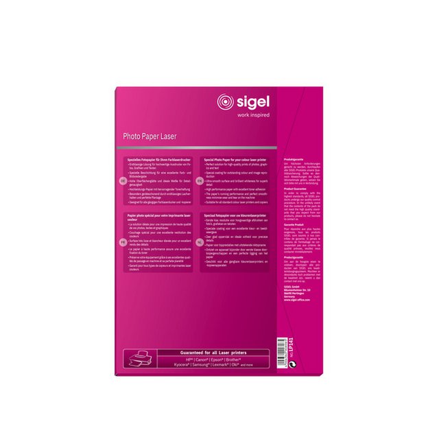 Photo paper Sigel color laser A4 high white gloss 135g 100 sheets for laser and copier