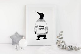 Juleplakat Merry Kissmass - Julepynt - Sort og hvid