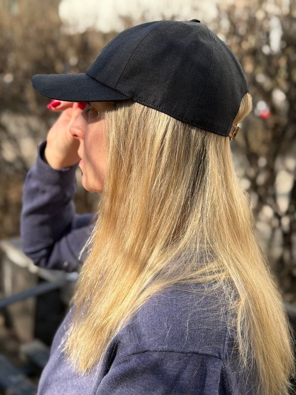 Gorra de béisbol de lino negro | Estructura suave minimalista | Sombrero de lino premium