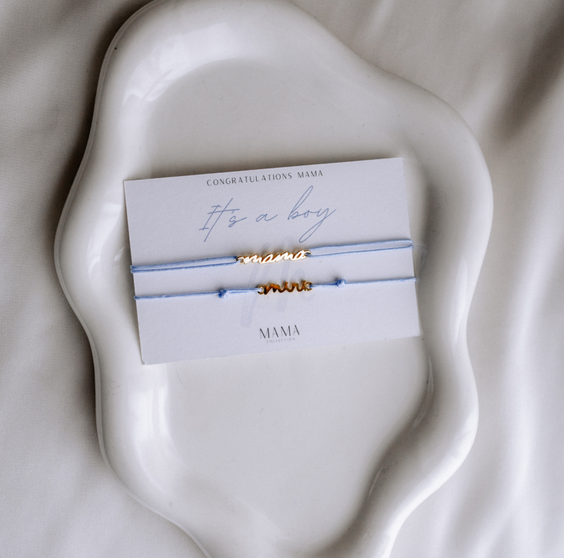 Det er en pige / det er en dreng Mama & Mini Armband Geburtsgeschenk Limited Edition