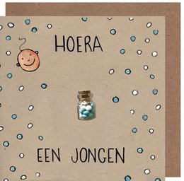 Greeting card Hooray a boy kraft