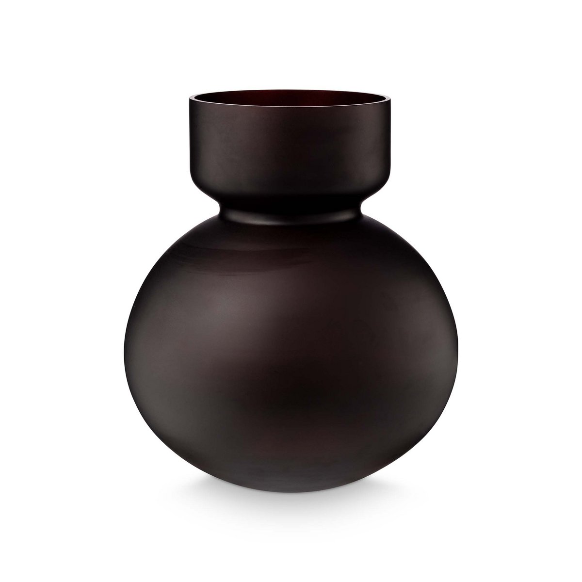 Vase Round Glass Chocolate Brown 23x26cm