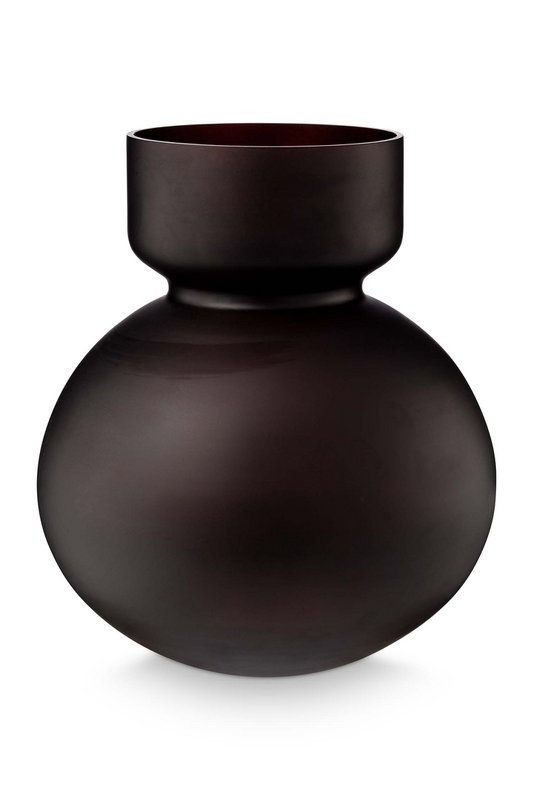 Vase Round Glass Chocolate Brown 23x26cm