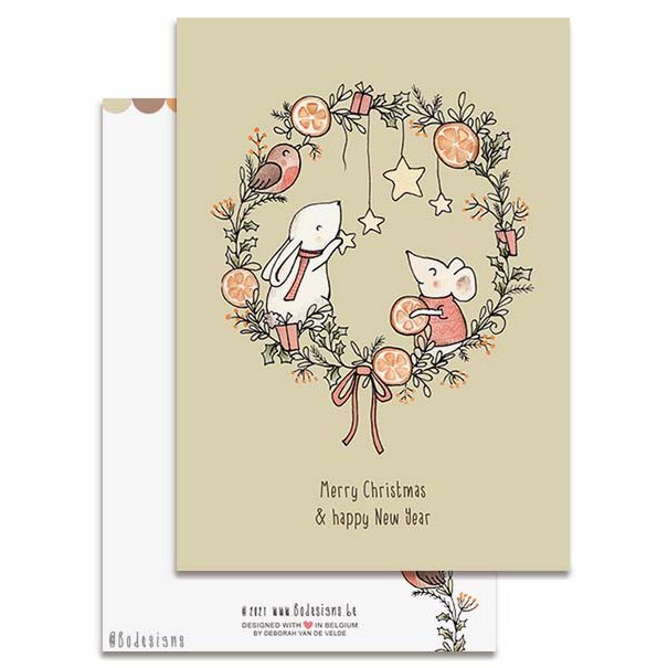 kaartje + envelop - kerstkrans