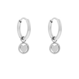 EARRINGS MINIMALISTIC ROUND WITH HEART
