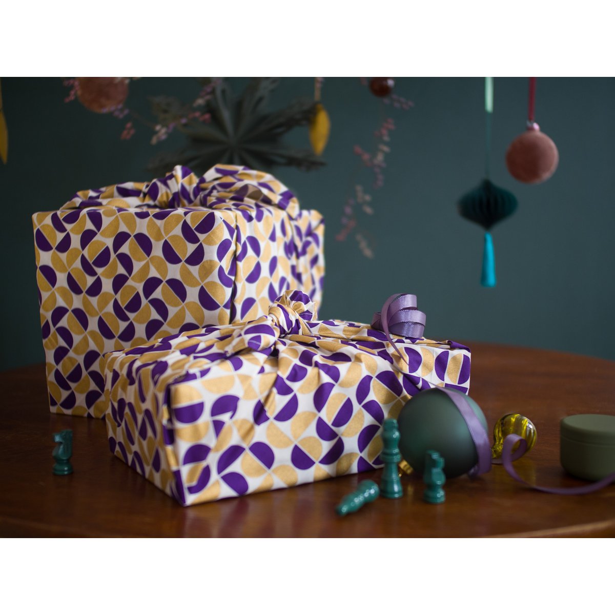 Furoshiki 3-pack - enkelzijdig - gouden manen - FabRap