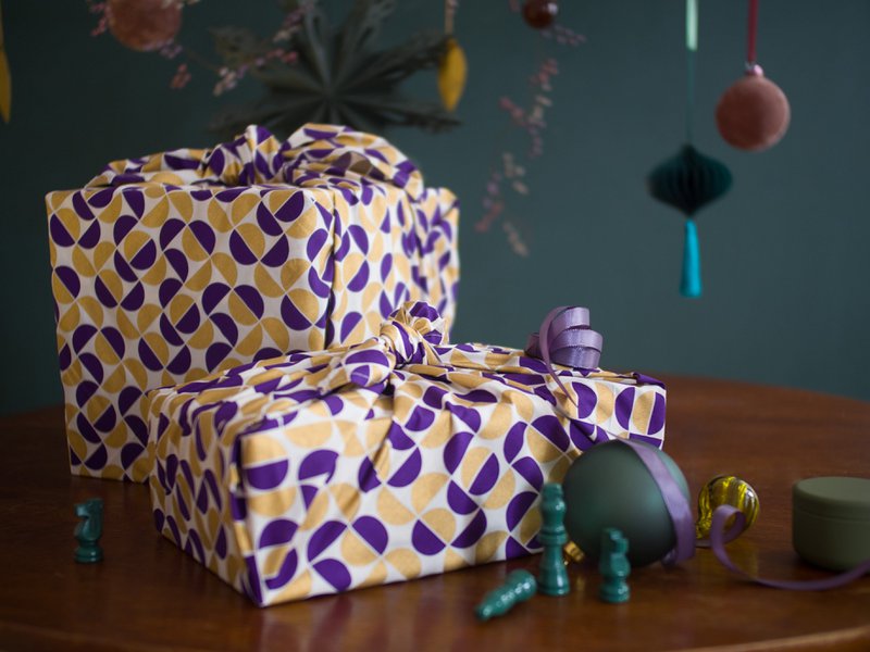 Furoshiki 3-pack - enkelzijdig - gouden manen - FabRap