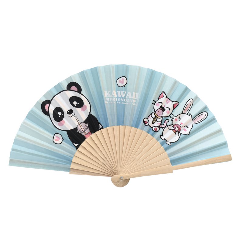 Kawaii-freundlicher Fächer – Fächer aus Holz und Stoff