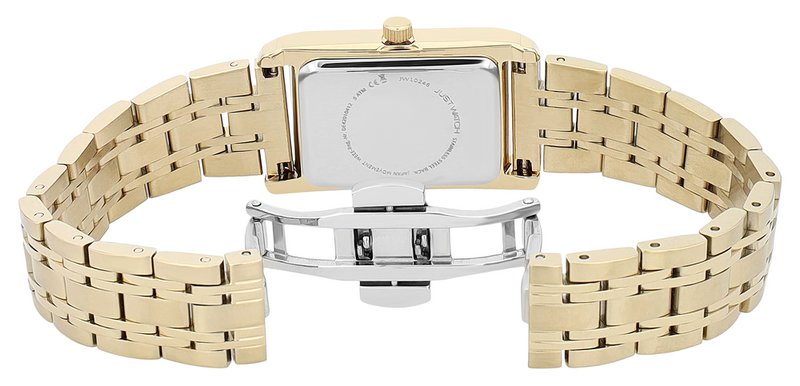Reloj de mujer JUST WATCH "Ebba" con correa de acero inoxidable, 38 x 24 mm, dorado/blanco