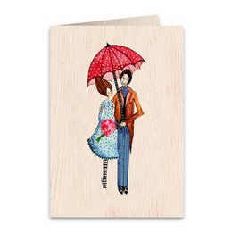 Ombrello Biglietto di auguri piegato in legno