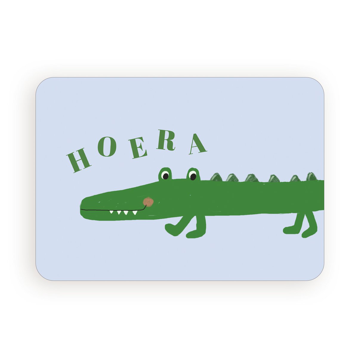 Ansichtkaart (A6) 'Hoera', krokodil