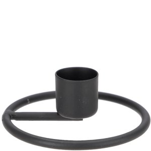 Metal candle holder Eldan for stick candles, D8cm, H2cm, black