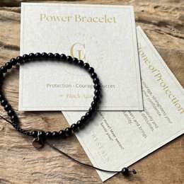 Power Bracelet Black Agate - Gemstone - Bead bracelet - Beads 4mm