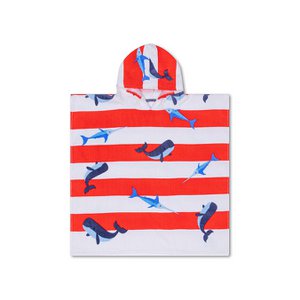 Strandponcho – Rot/Weiß – Ocean Stripes – 65 x 65 cm