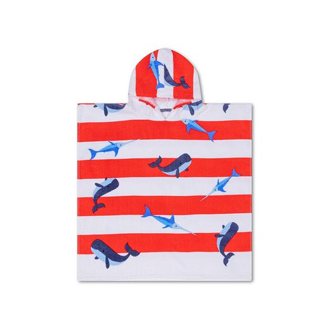 Strandponcho – Rot/Weiß – Ocean Stripes – 65 x 65 cm