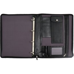 Leder-Schreibmappe für Linkshänder – Konferenzmappe – Arbeitsmappe, Tablet-Hülle und Laptop-Hülle – herausnehmbarer Ringordner A4