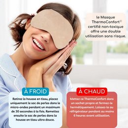 Thermo Confort Yeux - Relaxing Effect Relieves Migraines, Concealer and Dry Eyes - Natural Non-Toxic Composed of Clay Pearls and Vegetable Charcoal Pearls