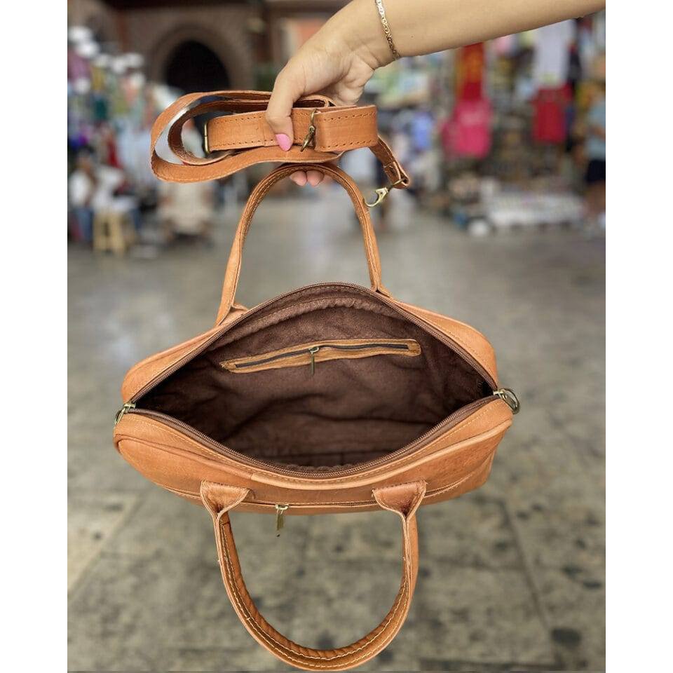 Handcrafted Moroccan Leather Laptop Briefcase – Professional Elegance