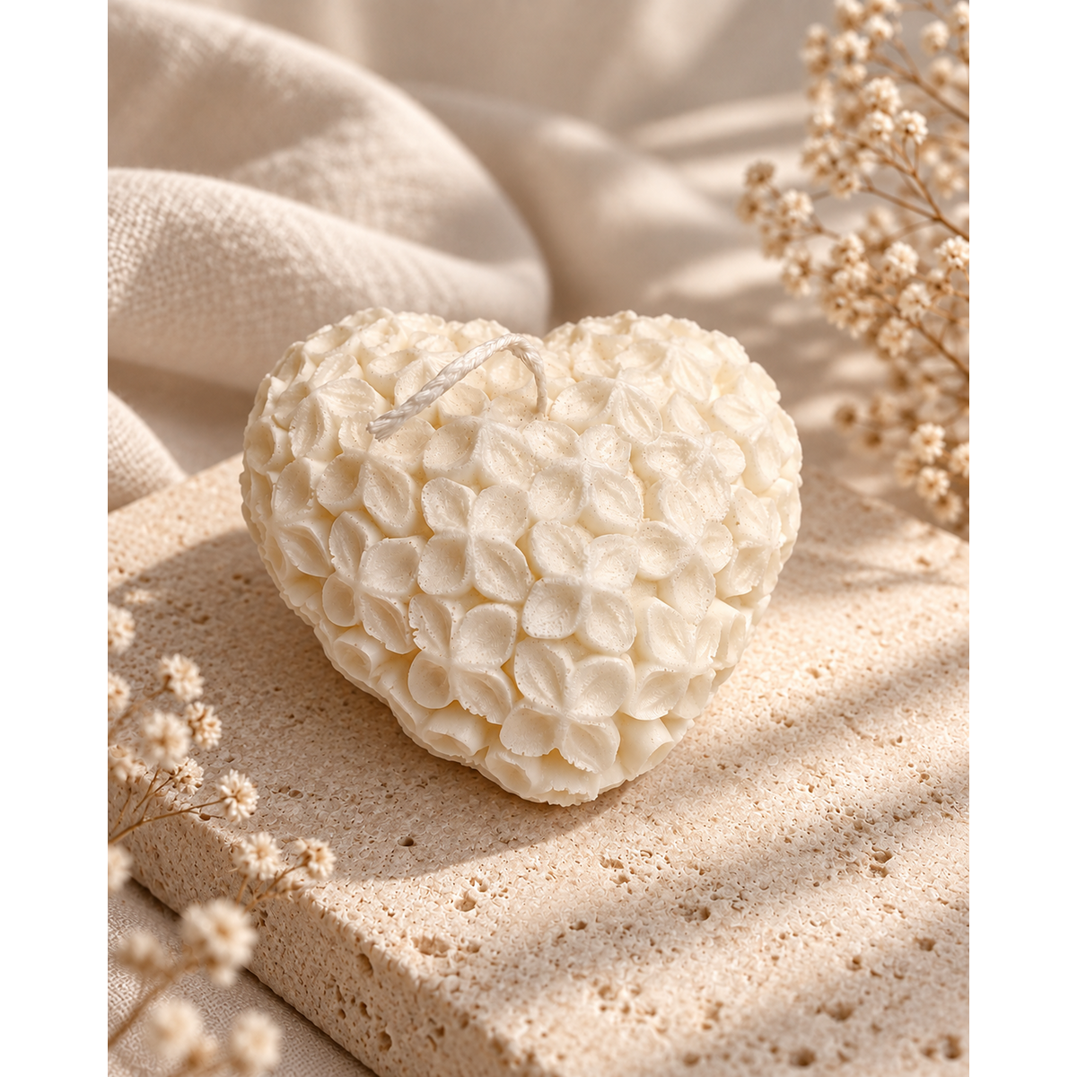 Flower heart kaars | koolzaadwas