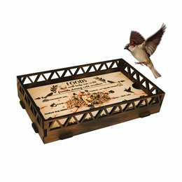 Am Geländer montiertes Vogelhäuschen aus Holz, Zedernholz-Plattform, Vogelhäuschen, Geländer im Freien, Terrasse, Gartendekoration für den Hof