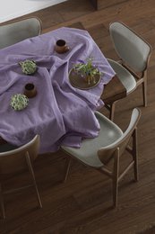 100% hørdug (250x145 cm) Kontrastdetalje af lilla ræv