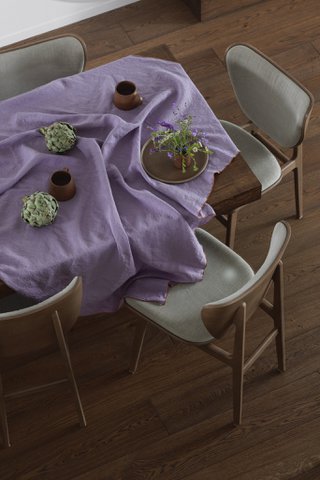 100% linnen tafelkleed (250x145 cm) Lila vos contrastdetail