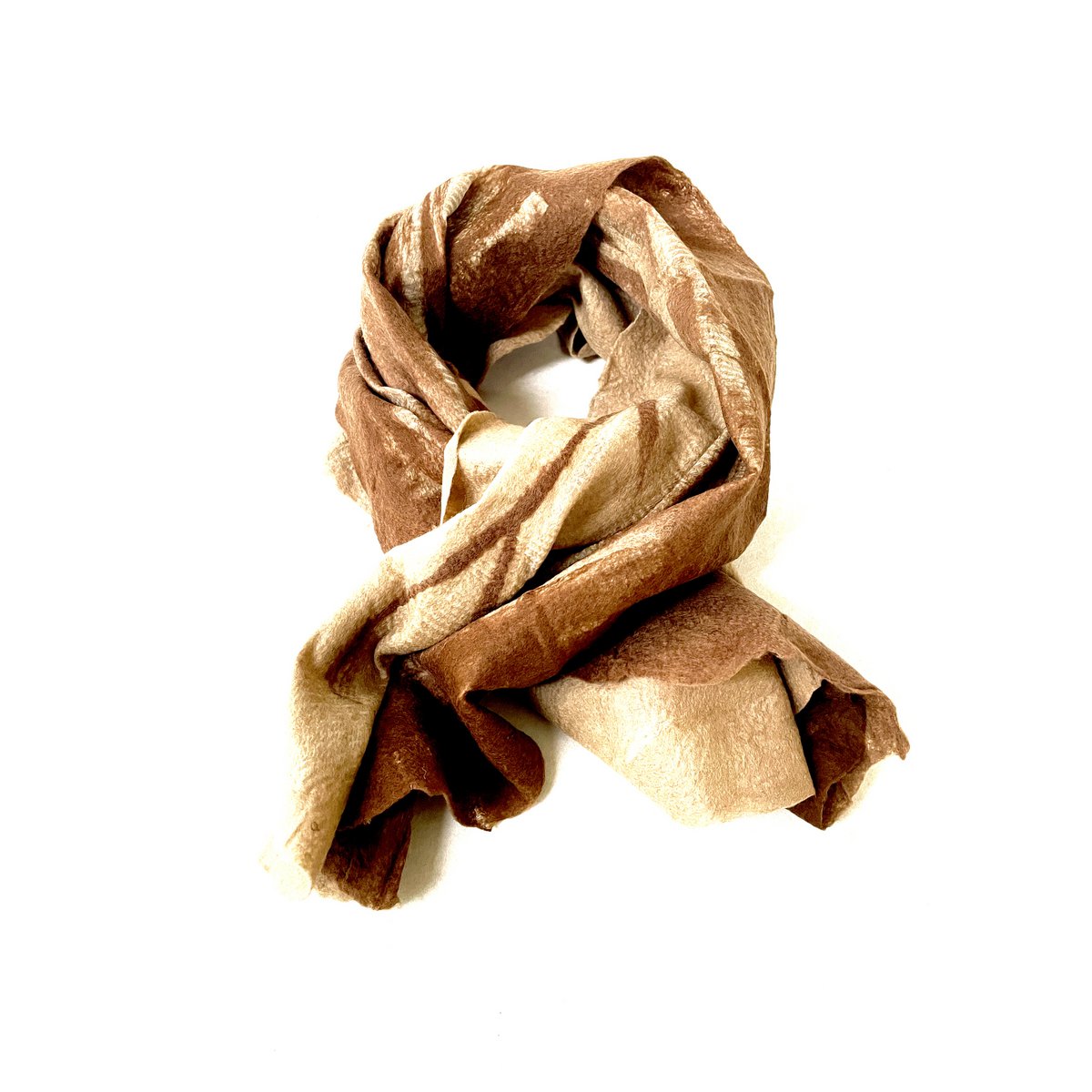 Scarf | Silk | Mernino wool | beige-brown | Handmade | Fair Trade | Nepal