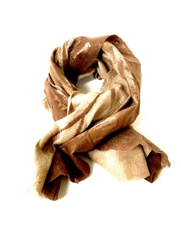 Sjaal | Zijde | Mernino wol  | beige-bruin | Handgemaakt | Fairtrade | Nepal