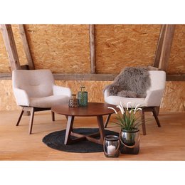 Poltrona lounge London - Tessuto, Legno di noce, Sabbia - 65x63x73 cm