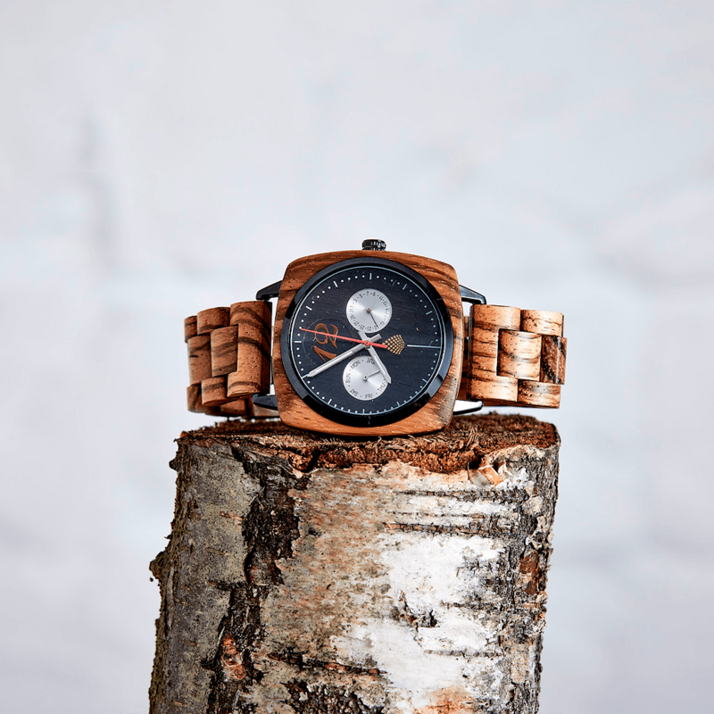 Brown Wood Watch, Mens Wrist Watch, Day Date Watch, Christmas Gift, Holiday Gifts For Him, Xmas Gift, Accessories And Watches ~ The Oak