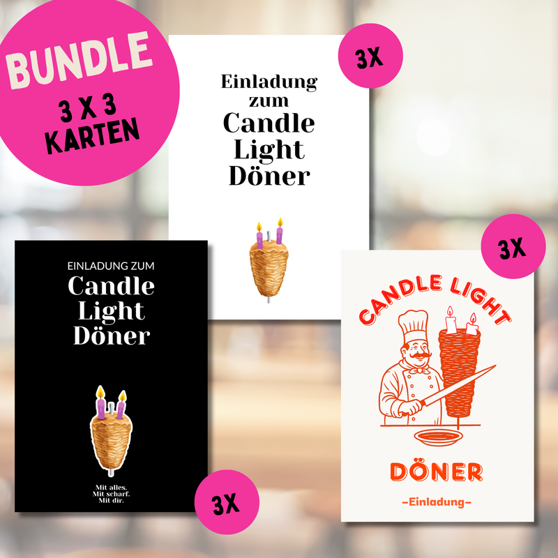 Ansichtkaartenbundel | Kaarslicht Döner®, 3 varianten