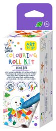 "Colorful sea animals coloring roll kit with purple packaging, educational craft activity"