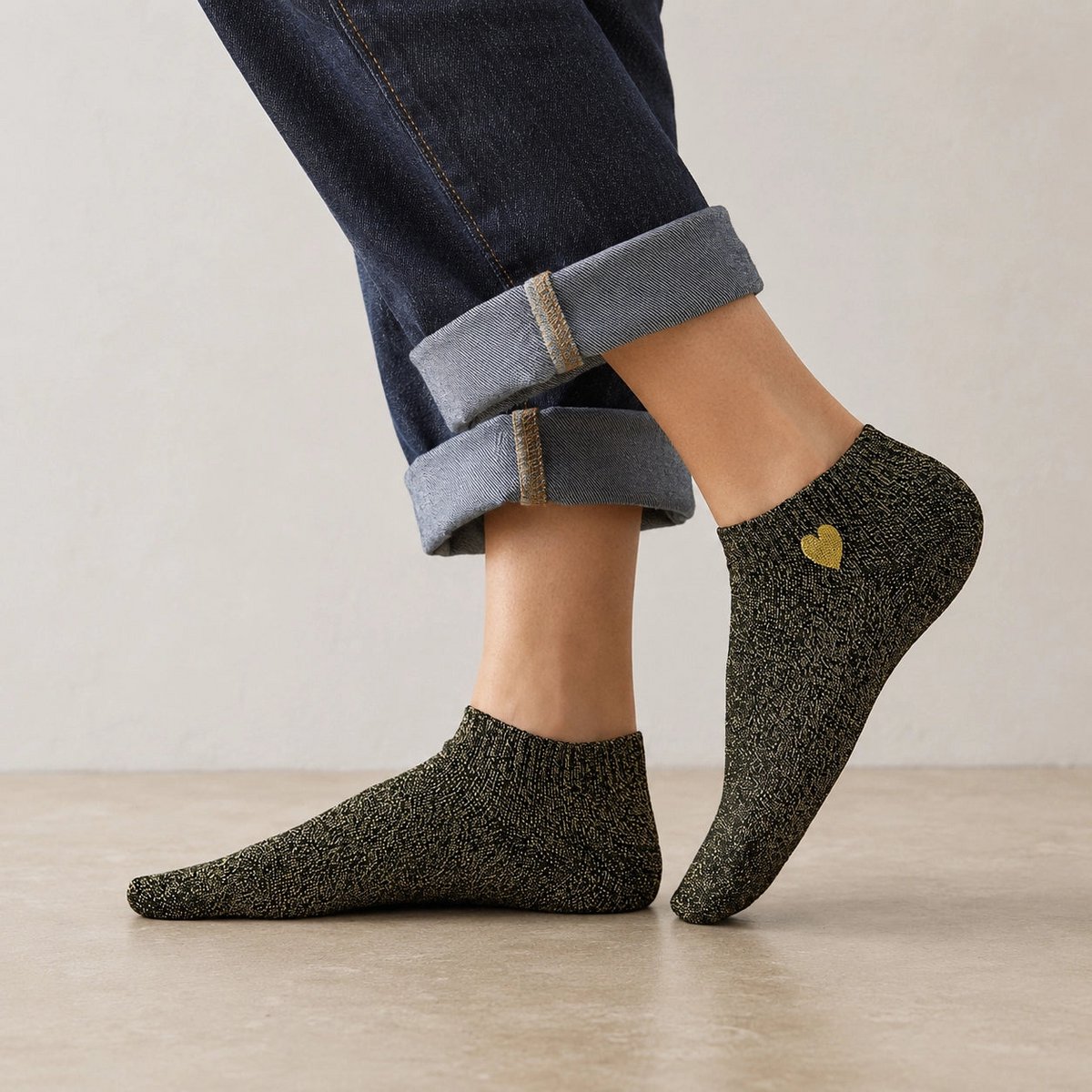 4er-Pack Damen-Socken aus Lurex und glitzerndem Herz I 35-41