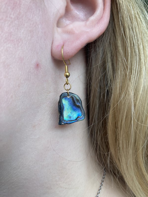 Skal øreringe | guld (Abalone/Paua) håndlavede Mother of Pearl ocean smykker