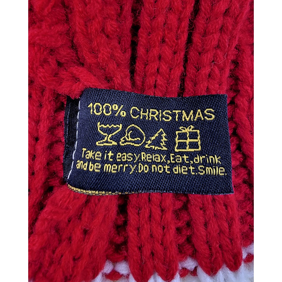 Santa hat - Red with white brim coarse knit