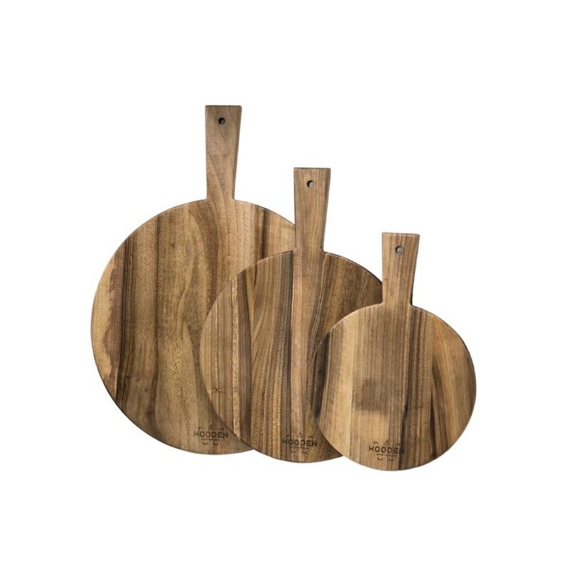 Round Wooden Pizza Serving Board