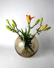 Vase glass round brown glass vase handmade ball vase low