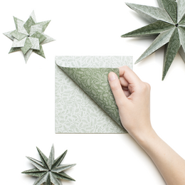 Świąteczny papier origami - gałązki jodły zielone i miętowe - 25 arkuszy dwustronnego papieru makulaturowego