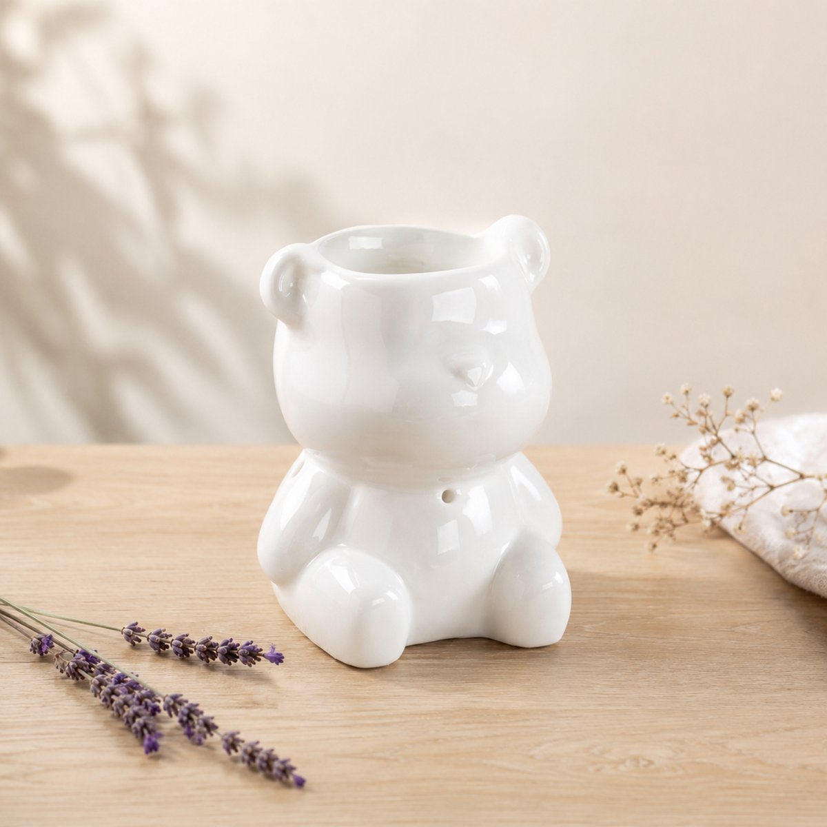 Céramy Series Perfume Burner – Teddy – Lacquered Ceramic Candle Holder – Diffusion of Scented Waxes, Essential Oils – Decorative Gift Idea