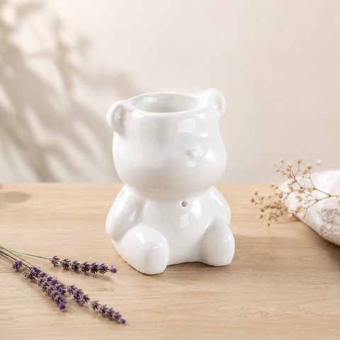 Parfümbrenner Serie Céramy – Teddy – Kerzenhalter aus lackierter Keramik – Diffusion von Duftwachs, ätherischen Ölen – dekorative Geschenkidee