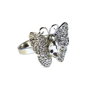 Servetring vlinder, zilver, metaal/strass, 5x5,5x4,5 cm