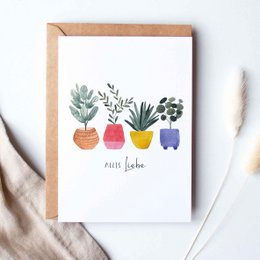Foldekort "farverige blomsterpotter"