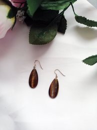 Tiger Eye Sterling Silver Earrings, Tiger Eye Teardrops, Tiger Eye Drop Earrings, Gemstone Earrings | by nlanlaVictory