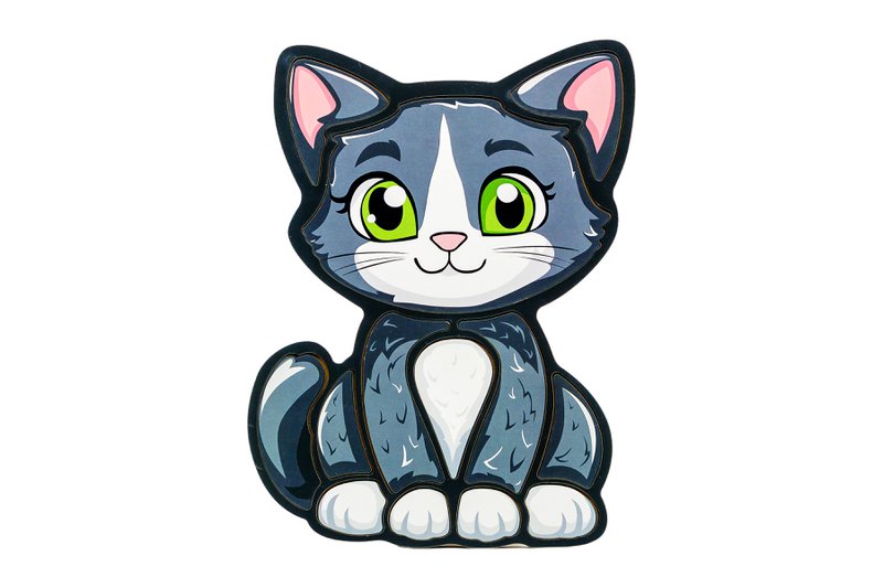 Wooden Cat Puzzle for Kids