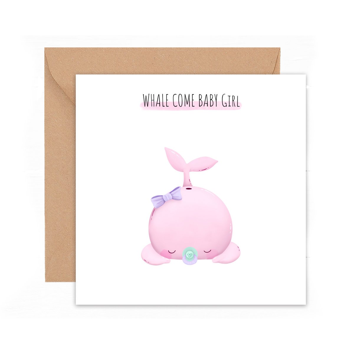 Carte pliée | Baleine viens bébé fille