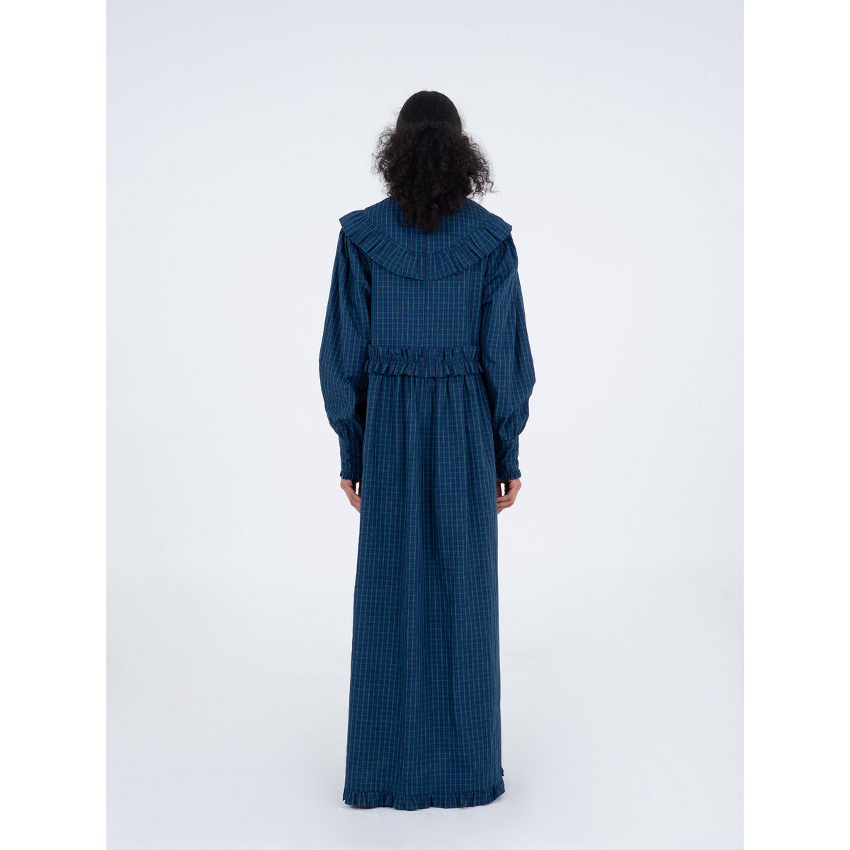 Twilight Blue Tartan pattern Maxi Dress
